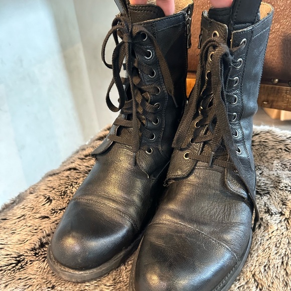 John Varvatos Fleetwood Black Leather Lace Up Combat Boots, Size 10 - Picture 12 of 12